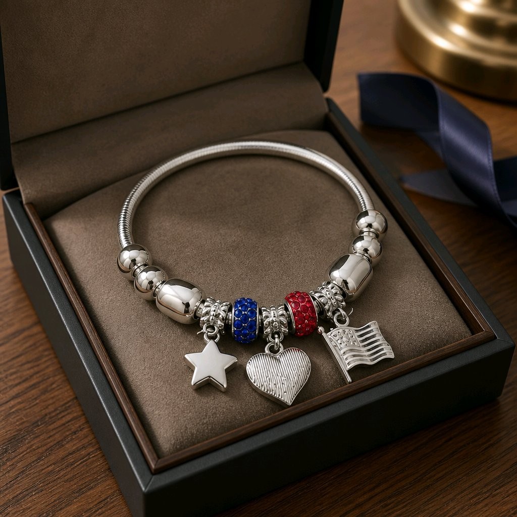 Patriotic Beaded Bracelet 4th of July Red White Blue USA Charm Bracelet U Pick