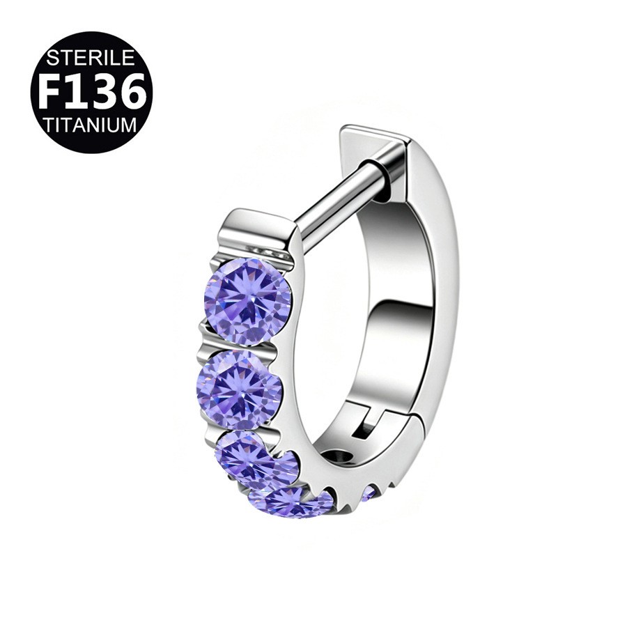 F136 Titanium Clicker 16G CZ Hinged Segment Ring Septum Daith Cartilage Piercing