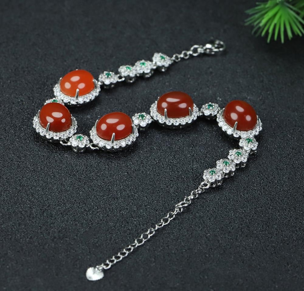 Girl Grandma Mothers Lady Women Red Jade Beads Bracelet Jewelry Gift Box DD298