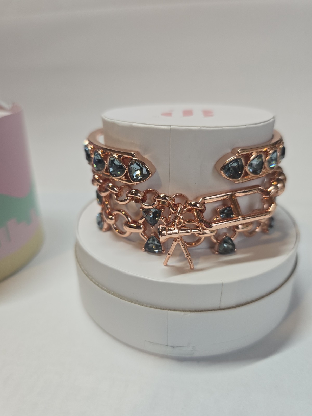 Stargazer Society Rose Gold Plated Cable Chain Charm Bracelet Blue Lab ST58260