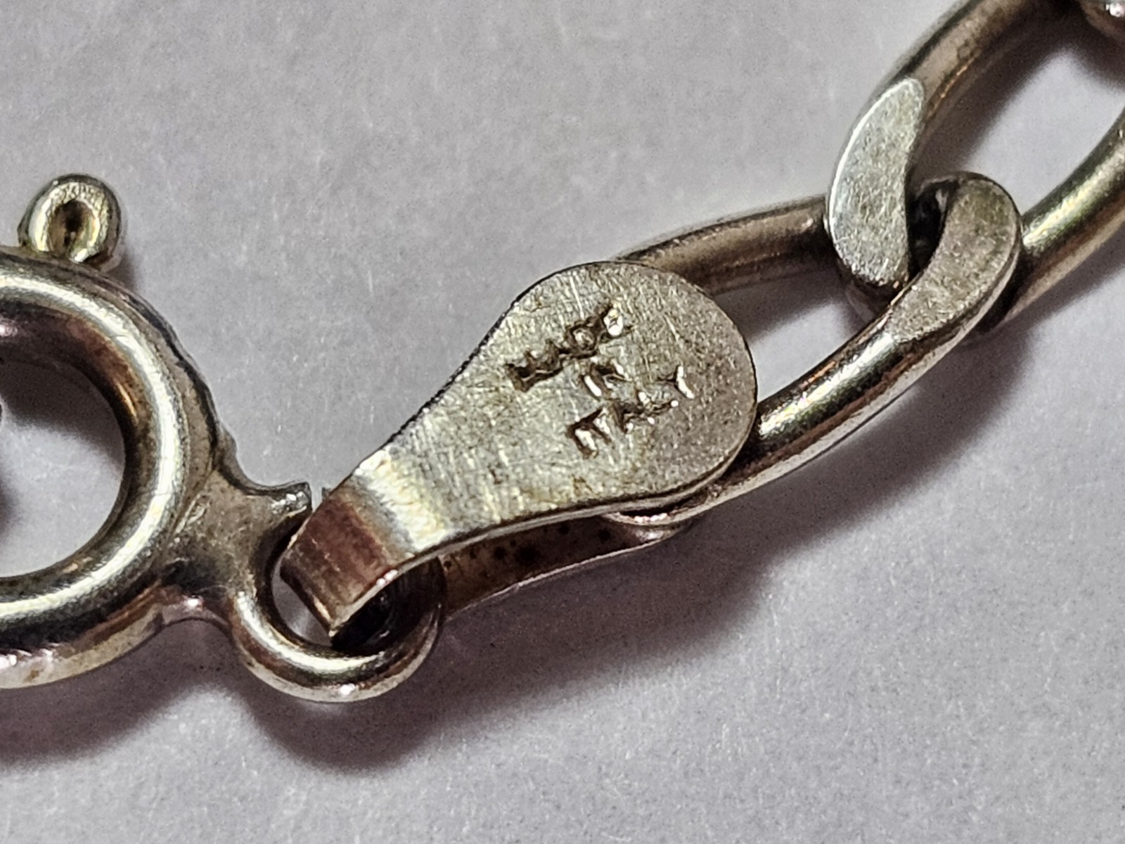Sterling Silver 925 Curb Link Chain Bracelet, Spring Ring Clasp, Signed Milor