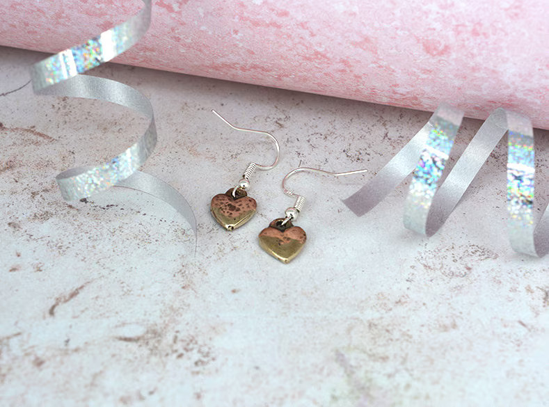 8th Anniversary Bronze Earrings Heart for Wife Gift UK