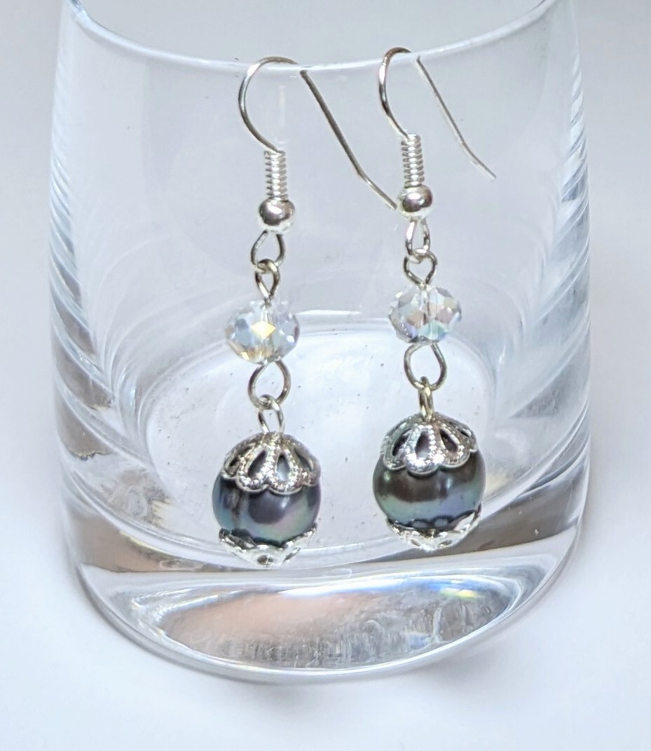Freshwater Pearl Earrings Dangle 6 pairs White Pink Gray Elegant Everyday Wear