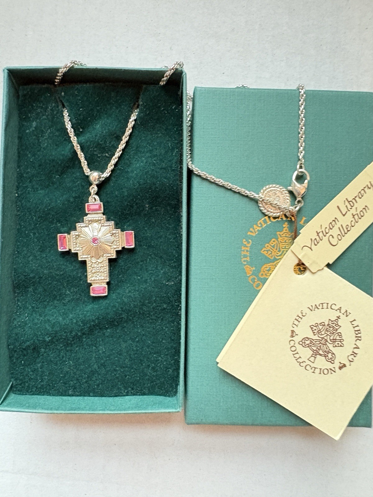 VATICAN LIBRARY COLLECTION CROSS NECKLACE Vintage New Religious 20”