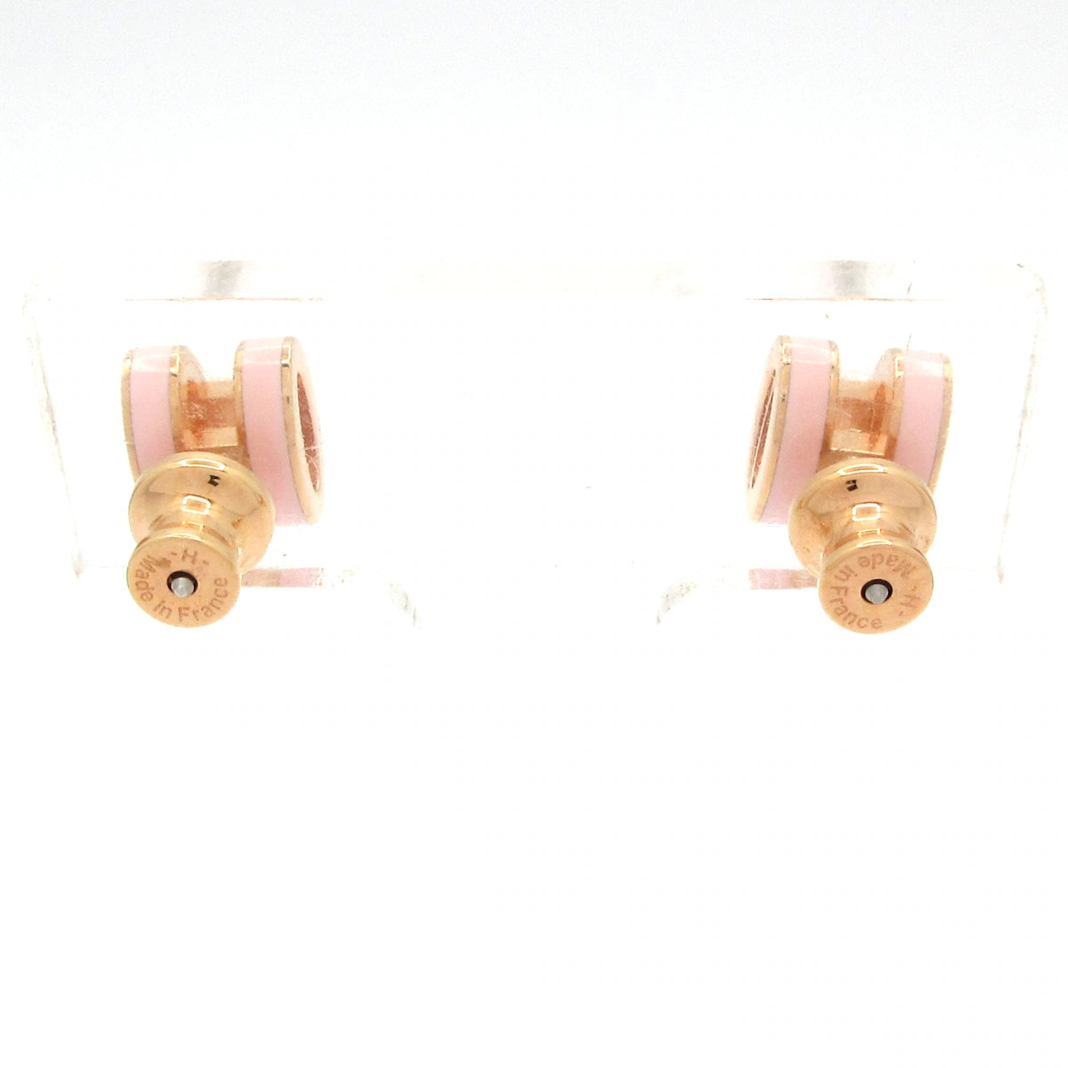 HERMES Mini Pop H Light Pink Rose Gold Hardware None Earrings