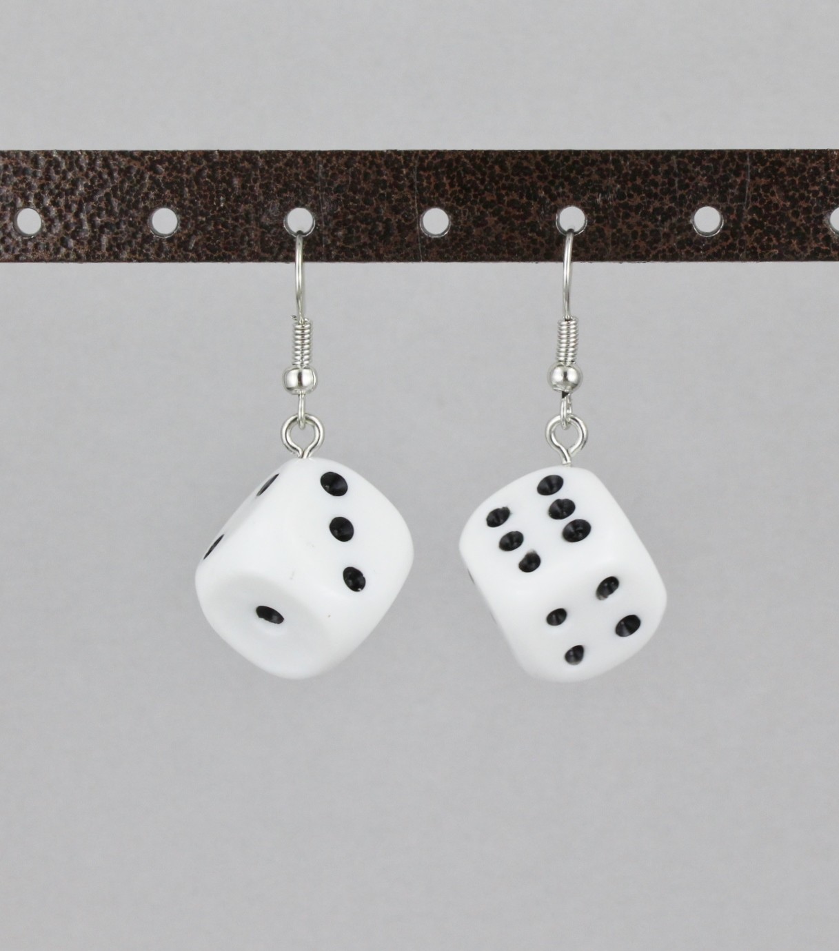dice earrings White Black plastic dice casino dangle earrings 1.5″ long die cube