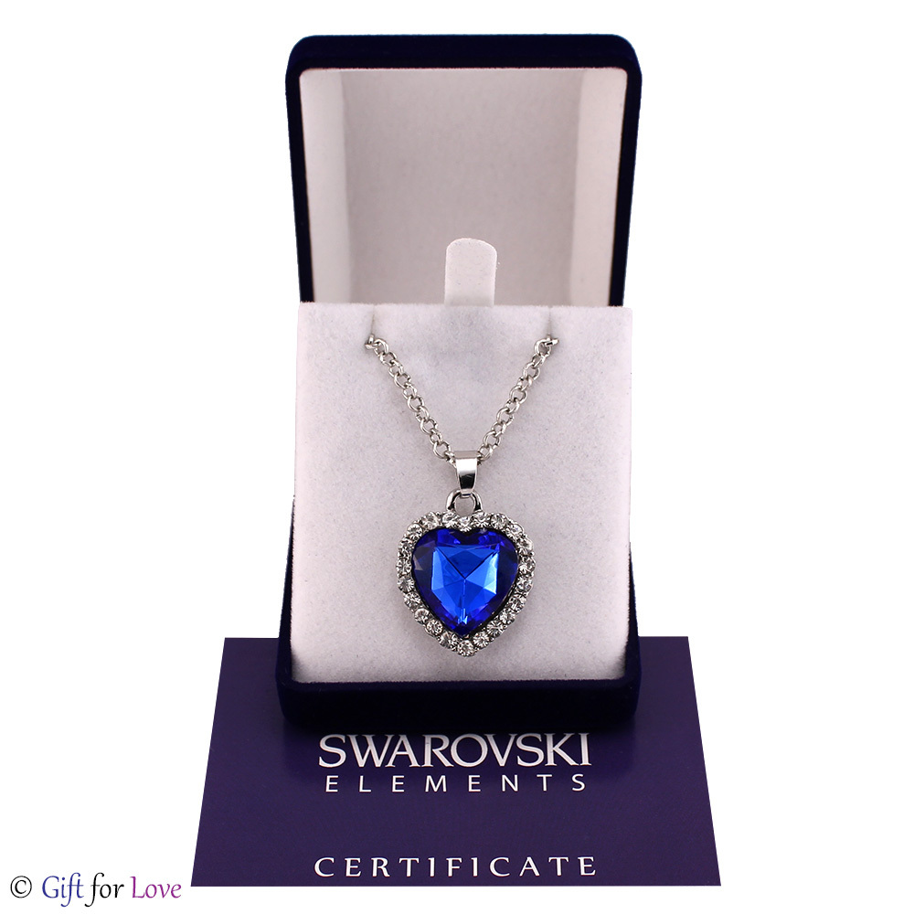 Collana donna oro bianco Swarovski Elements originale G4L cristalli cuore oceano