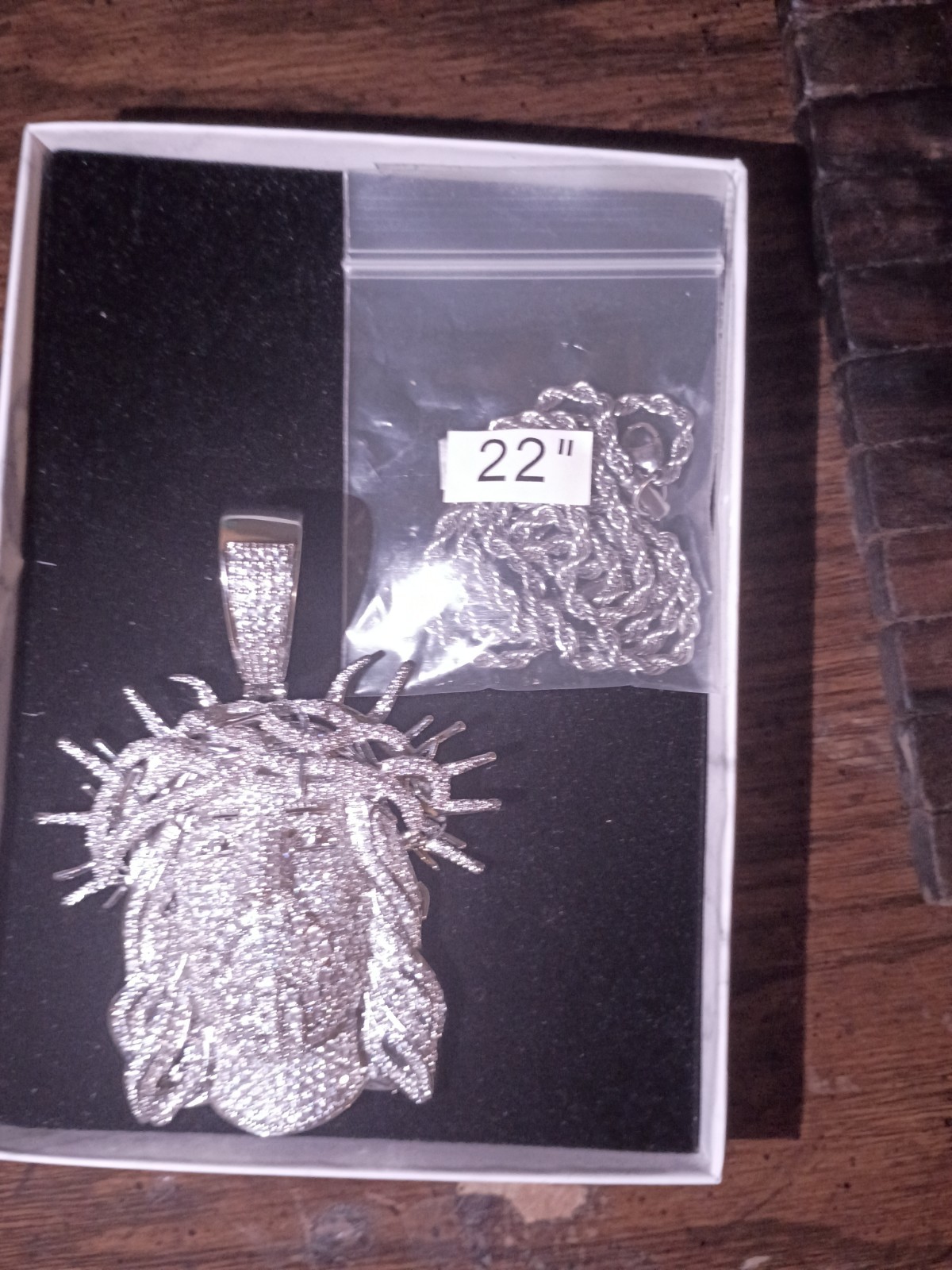 Iced Out Heavy SolidPendant Jesus With 22in Rope Chain