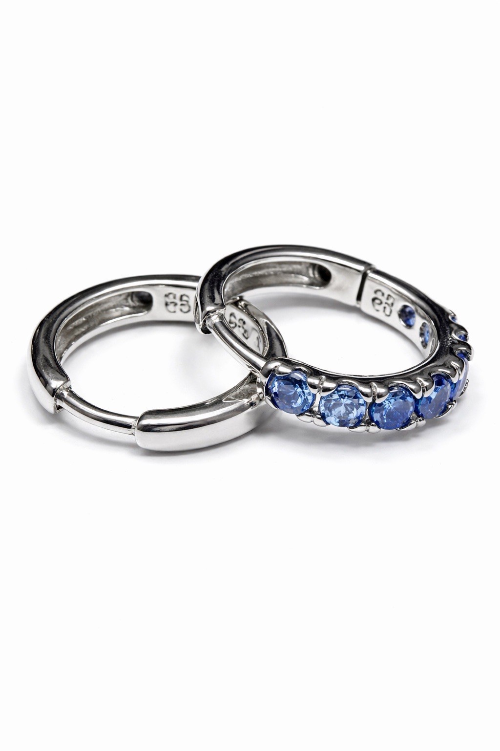 Blue Purple Zircon Hoop Earrings S925 Silver Huggie Elegant Women Gift