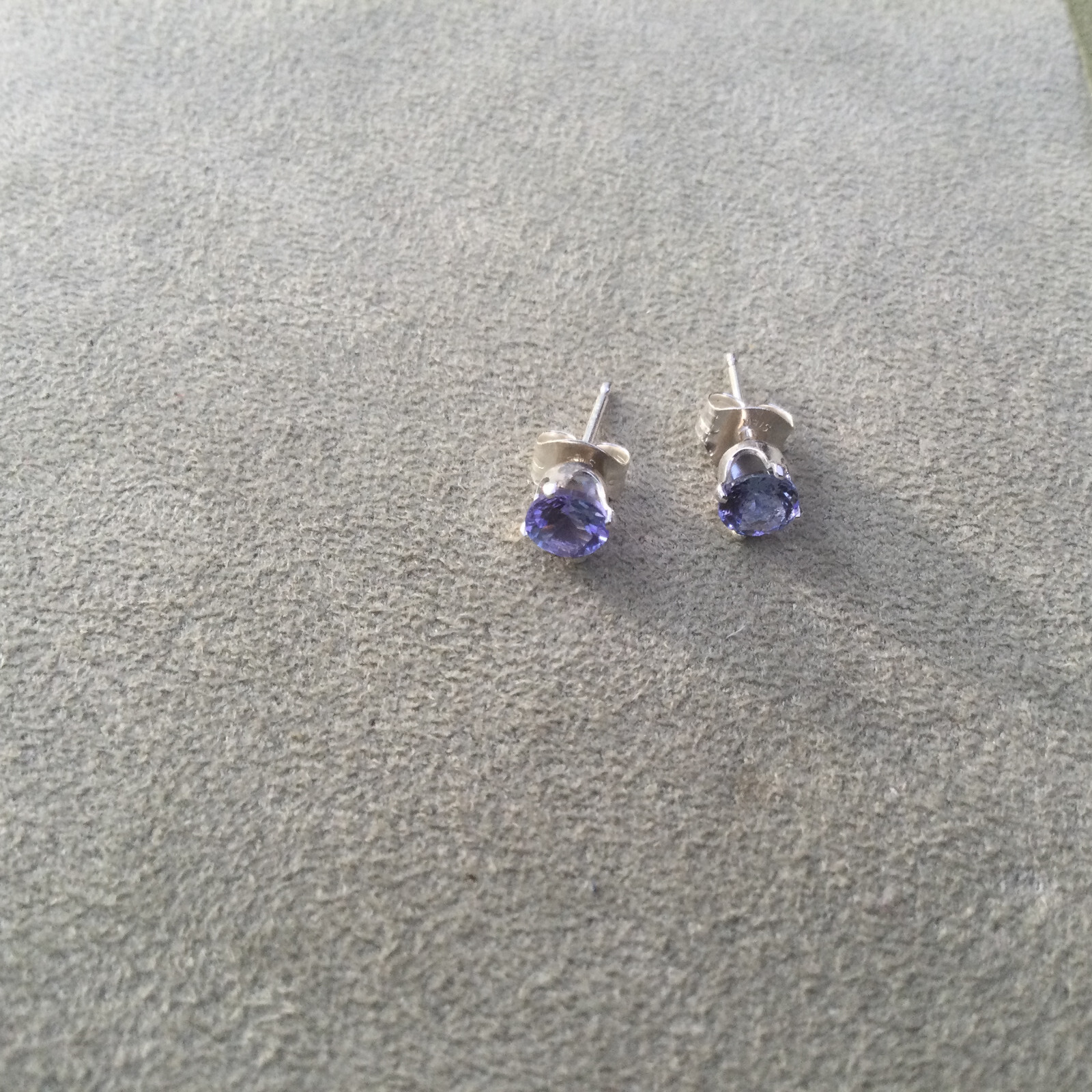 Small Sterling Silver Earrings Studs with 4.5mm Tanzanite