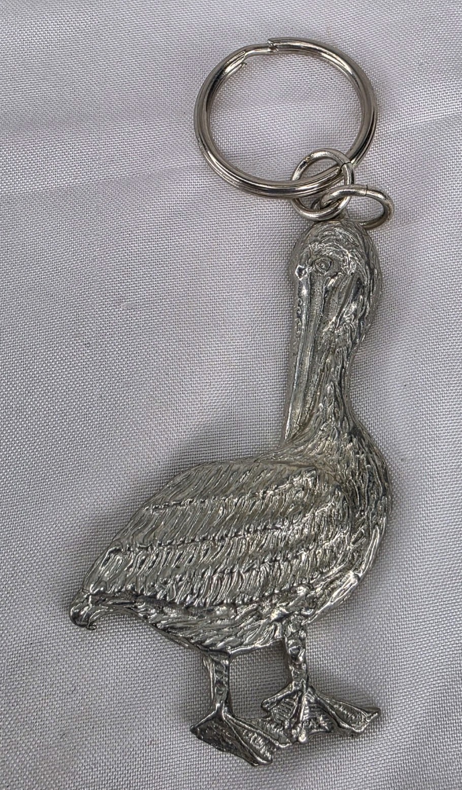 Vintage Maurice Milleur Pewter Standing Pelican Pendent Signed 1988