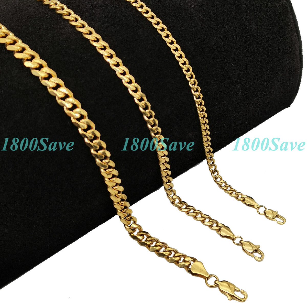 Mens 18K Yellow Gold Plated GP Tarnish-Resist 7mm Cuban Link Chain Necklace P062