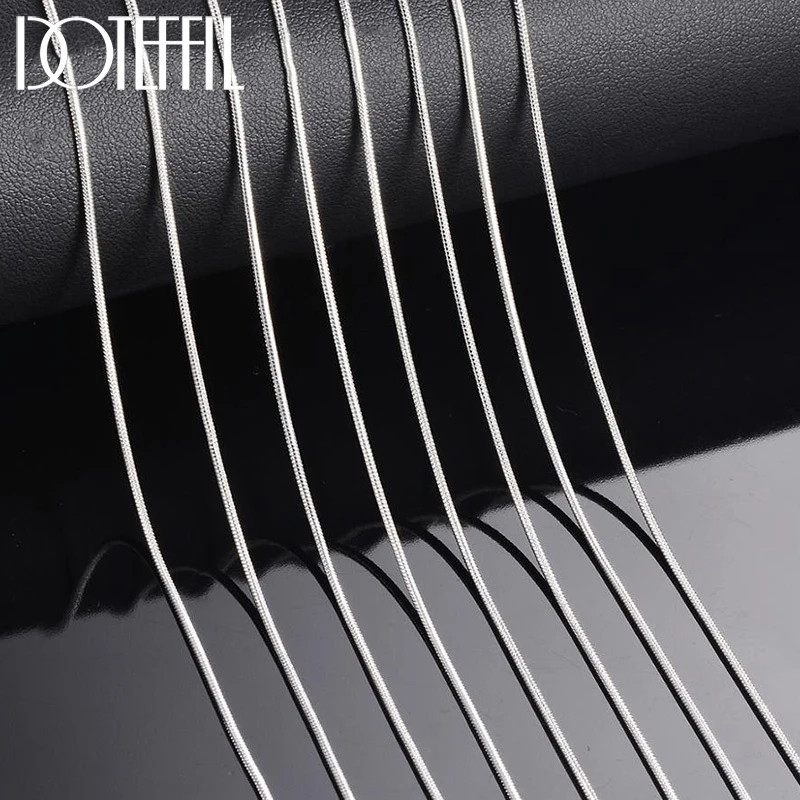 40-75cm 925 Sterling Silver 1.2 MM Box Chain Necklace Jewelry 5/10pcs/Lot