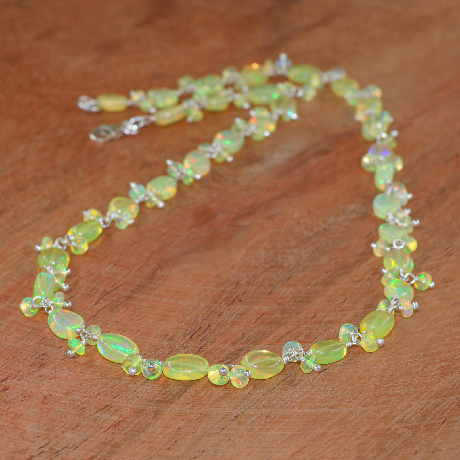 Fire Yellow Opal Gemstone Tumble Beads Necklace, Natural Yellow Opal Beads