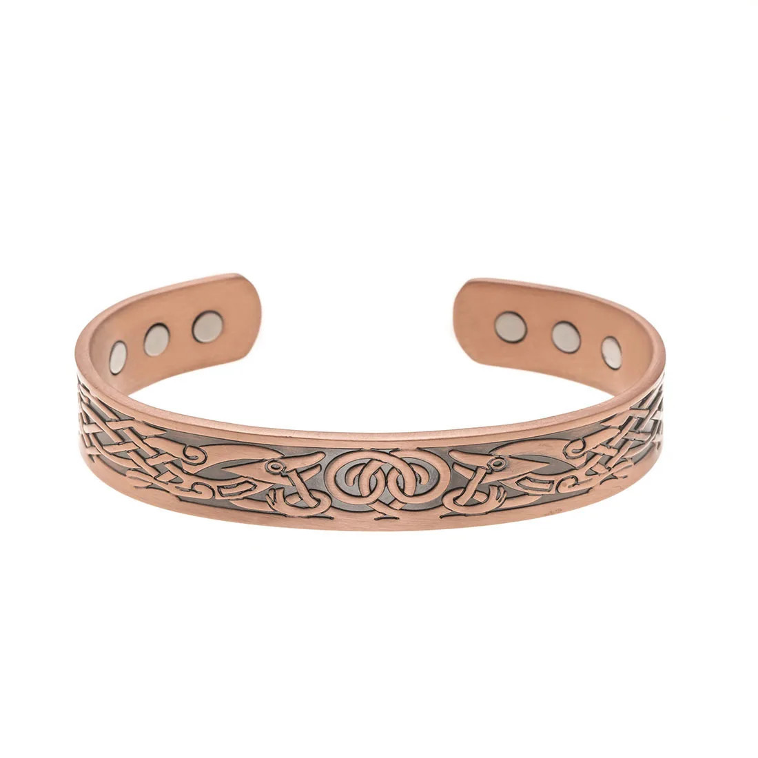 European and American Copper Vintage Simple Double Ring Pattern Magnet Energy