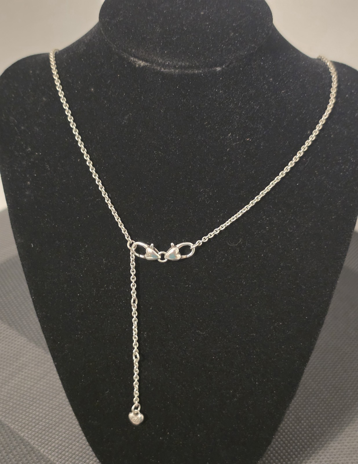 Brighton Contempo Ice Reversible Bar Necklace Scrollwork Crystal Silver Tone 20″