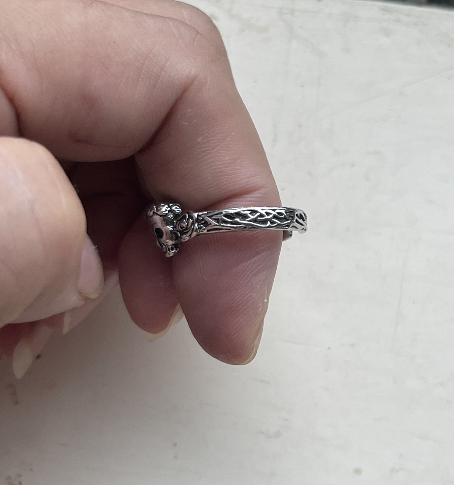 skull Viking Odin Thumb Ring sterling silver 925 biker man totem ethnic Valknut