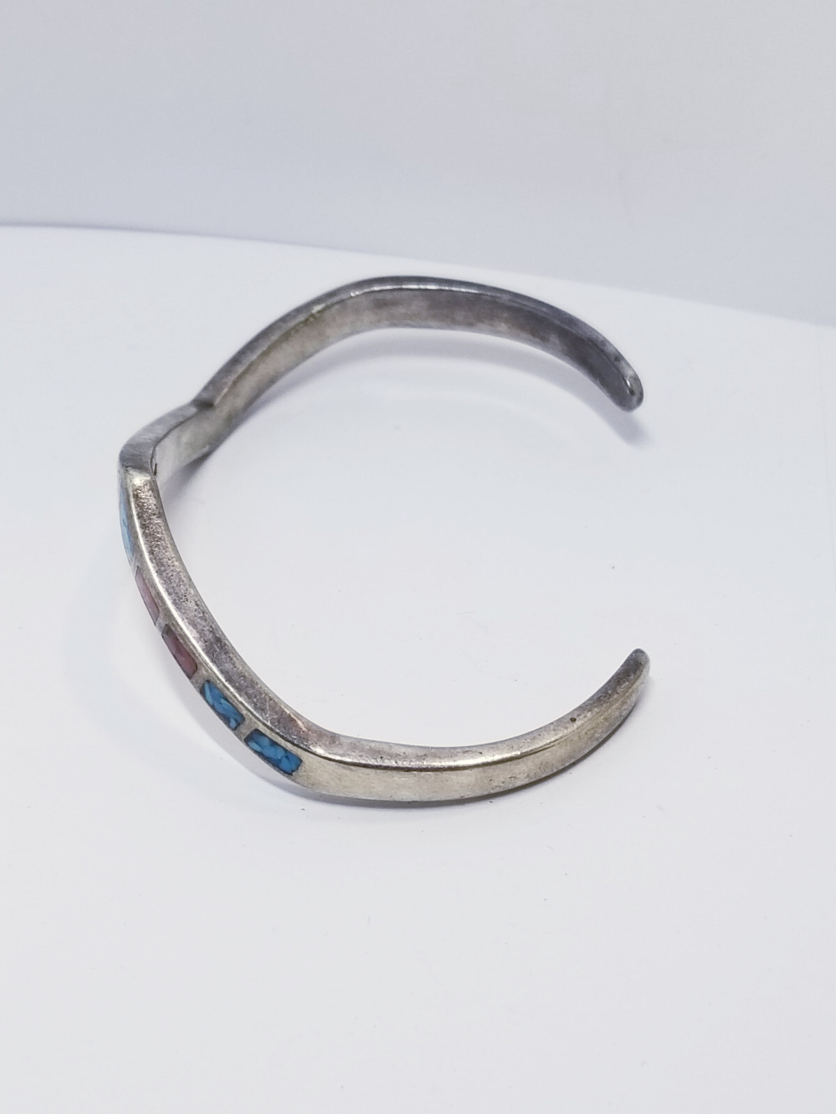 925 Sterling Silver Turquoise Mosaic Geometric Bracelet 13.1g