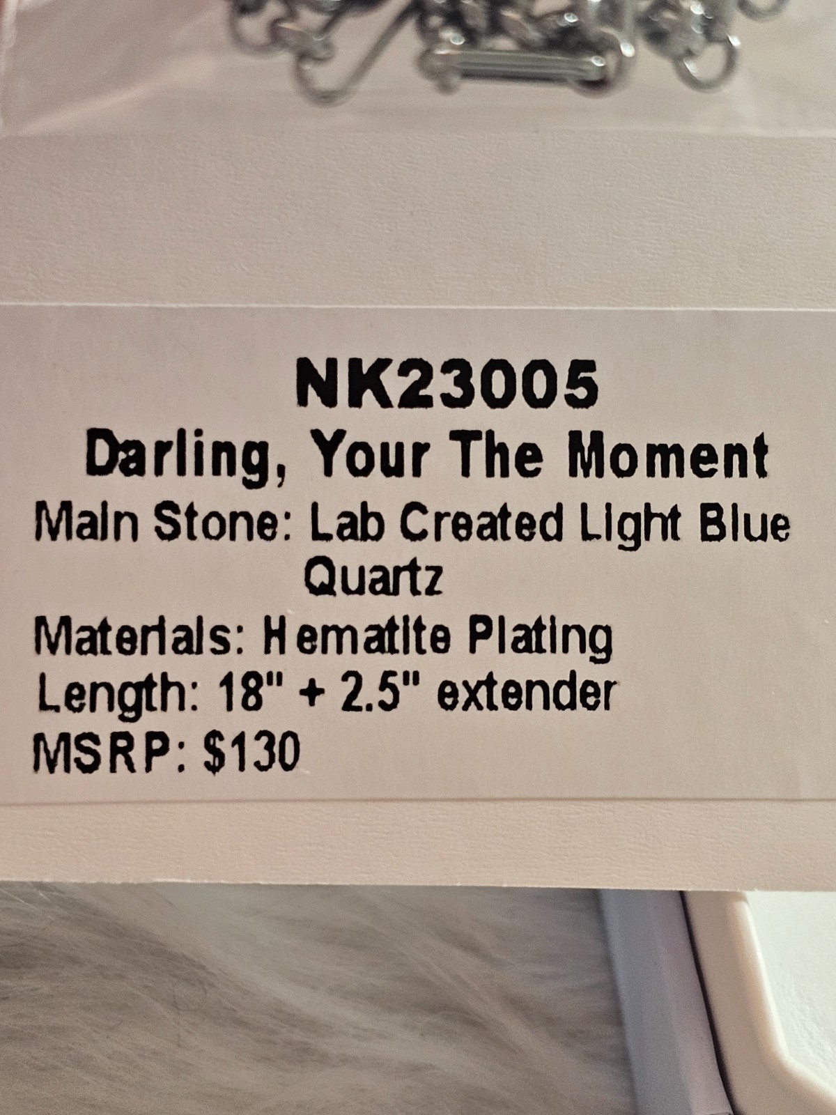 Bomb Party Necklace NK23005 Darling, Your The Moment Light Blue Quartz Hematite