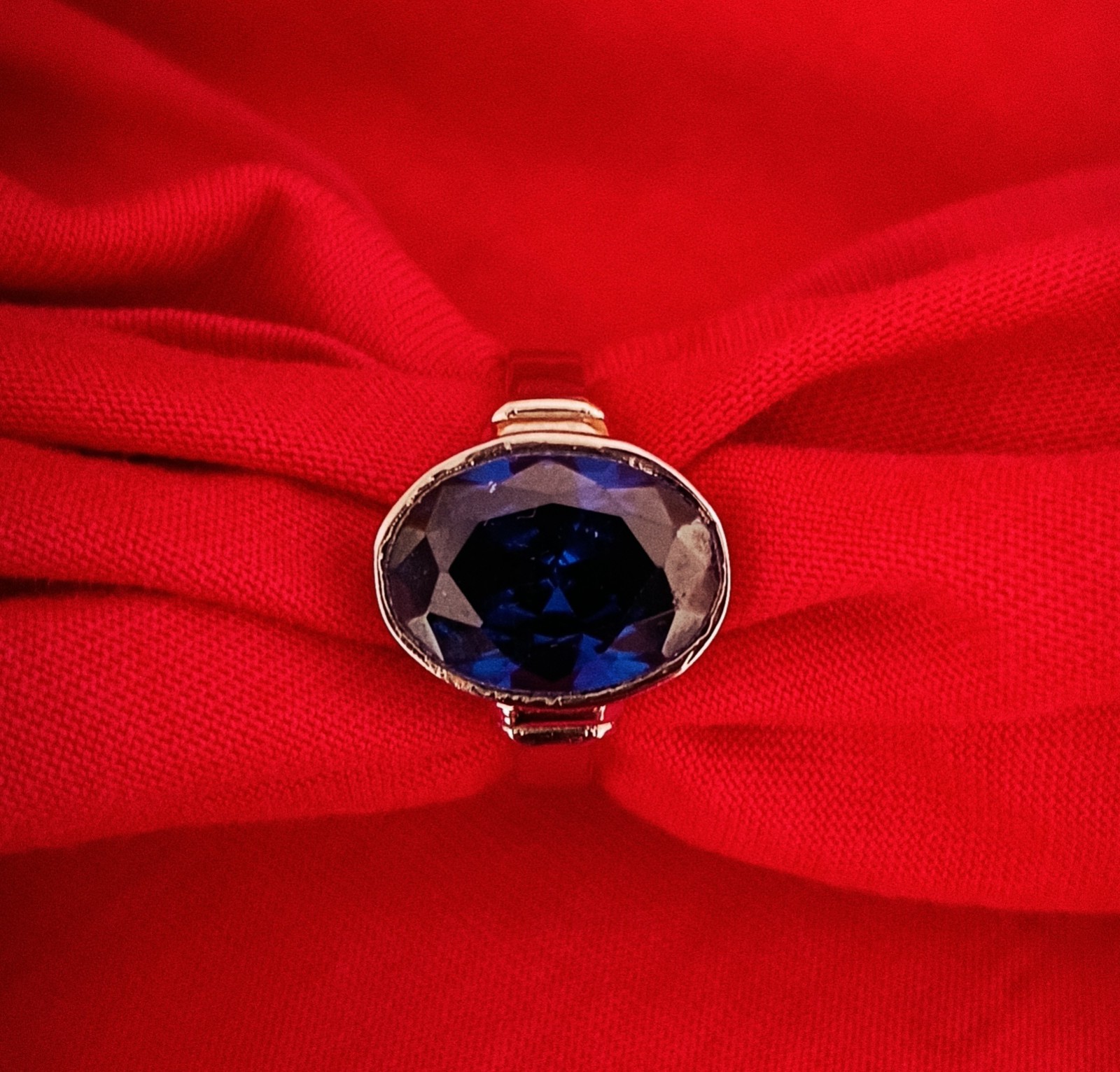Silver Plated Dark Blue Oval Stone Ring | Fashion Artificial Gemstone Jewelry