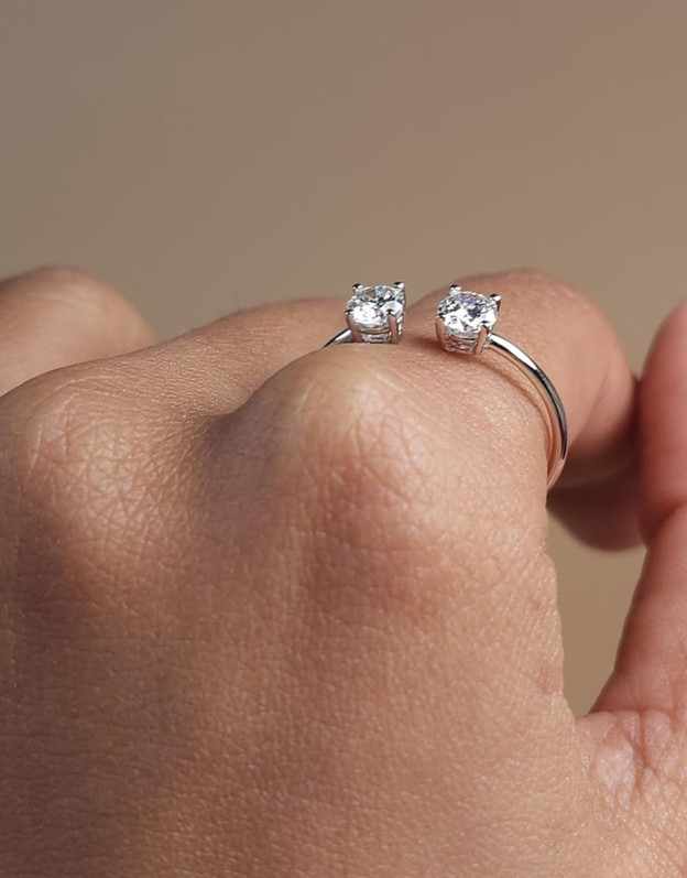 14Kt Gold 0.60 Ct 2 Stones Lab Grown Diamond Ring