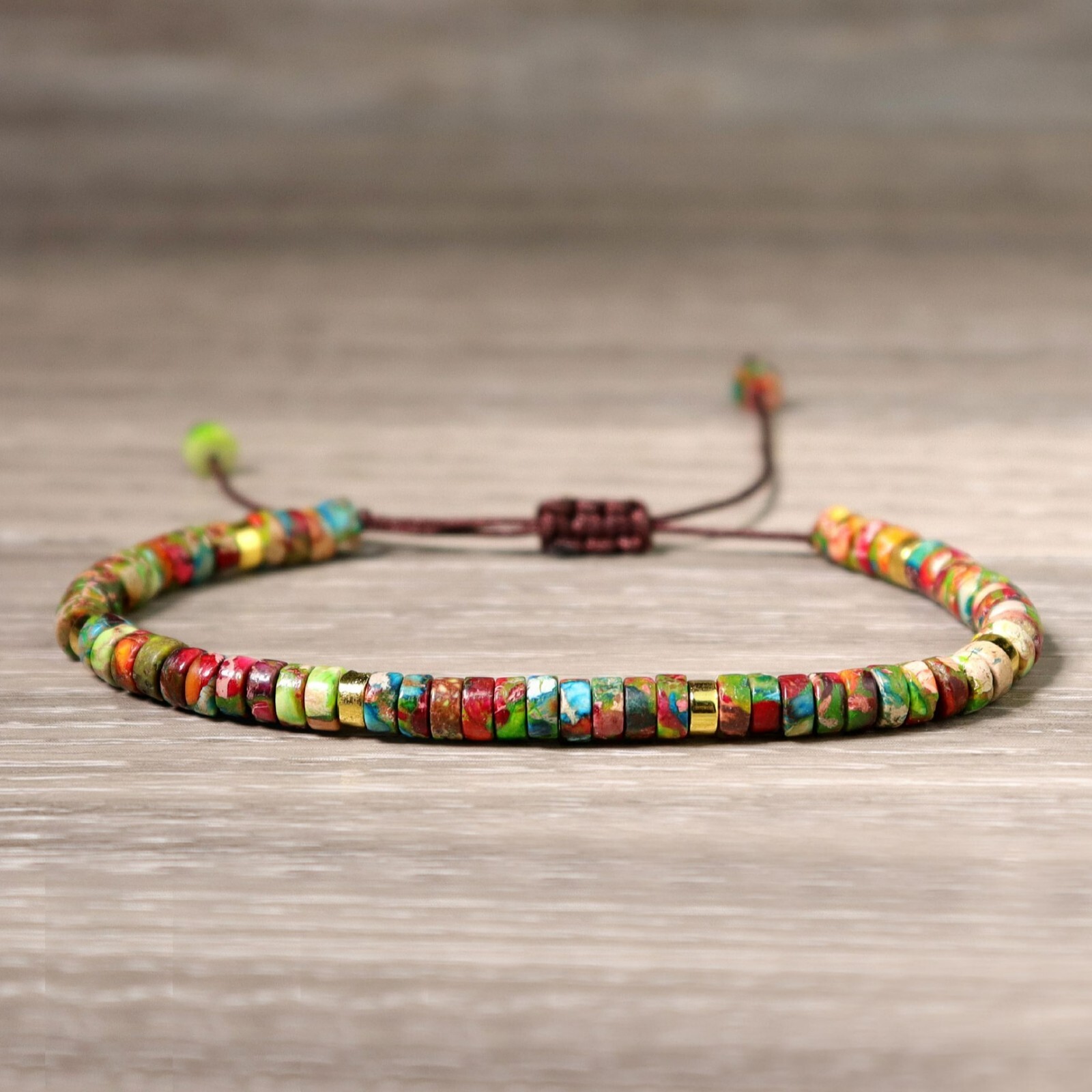Colorful Imperial Jasper Beads Healing Calming Bracelet Xmas Gift For Women Men