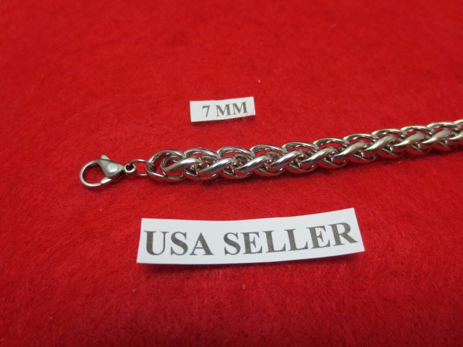 30″ 7 mm Stainless Steel Silver Braided Wheat Rope Chain Necklace USA Seller