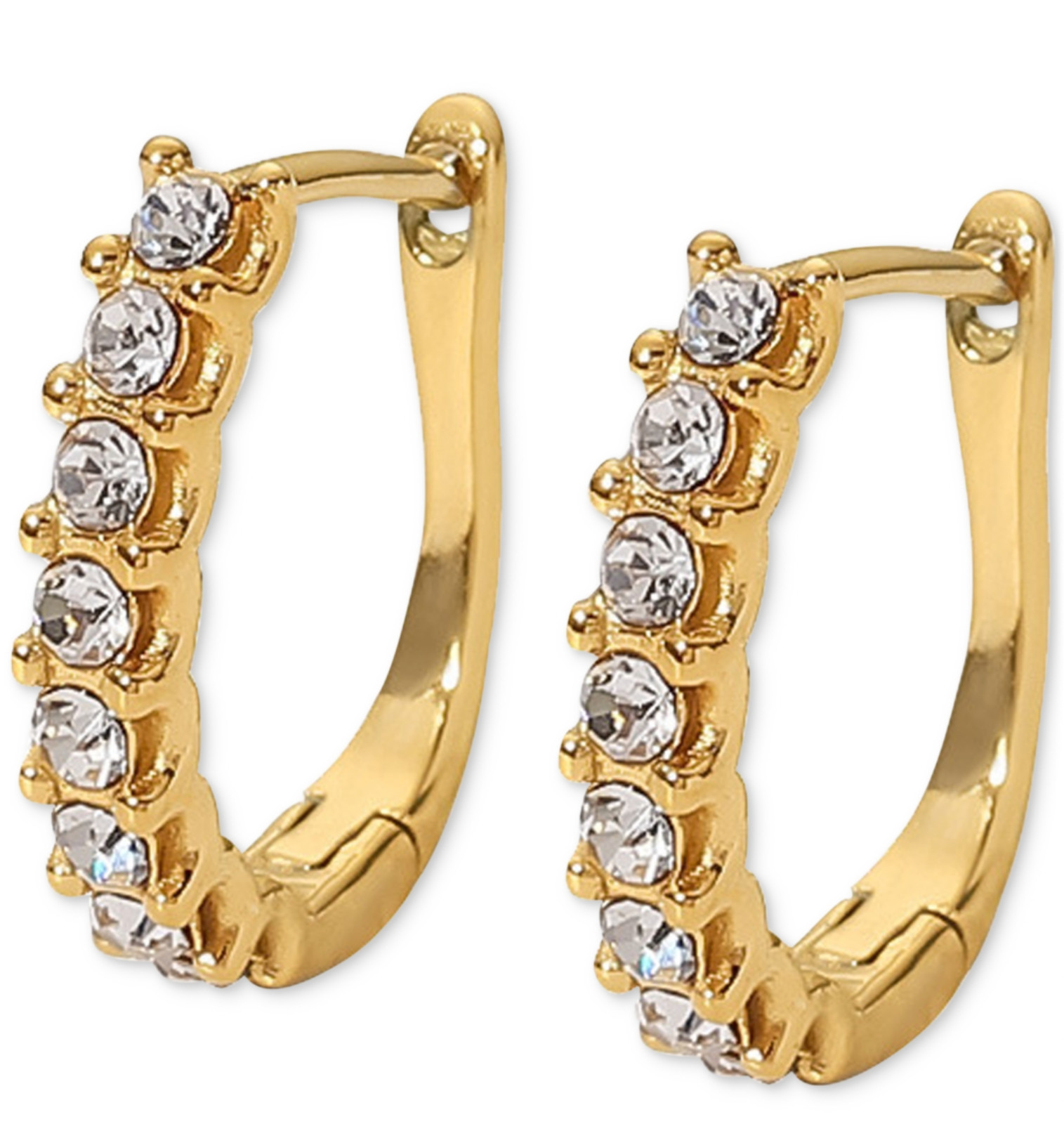 HEYMAEVE CUBIC ZIRCONIA 18K GOLD PLATED OVAL HOOP EARRINGS 1″ NWT BRAND NEW