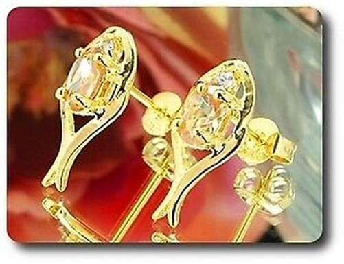 Earrings Orange Sapphire 0 3/32×0 9/32in Gold Plated 18 Krgp