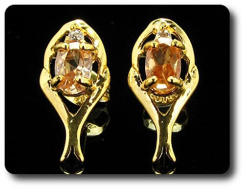 Earrings Orange Sapphire 0 3/32×0 9/32in Gold Plated 18 Krgp