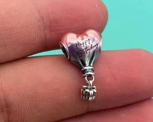 Authentic PANDORA SILVER CHARM BEAD 💋 791501C01 Happy Birthday Hot Air Balloon