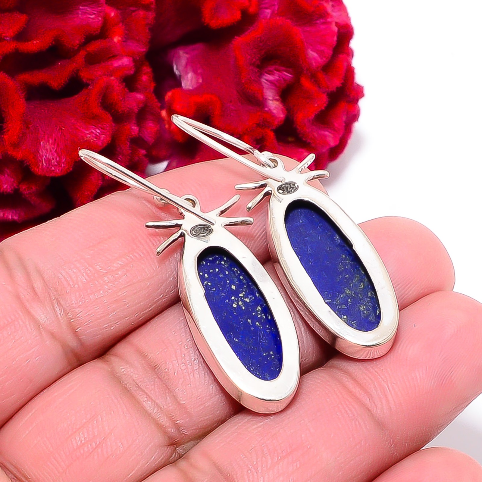 Natural Lapis Lazuli – Afghanistan 925 Sterling Silver Earring 1.76″ E97415