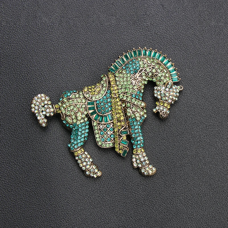 Women Men Large Colorful Rhinestone Horse Brooch Fashion Pin Jewelry
