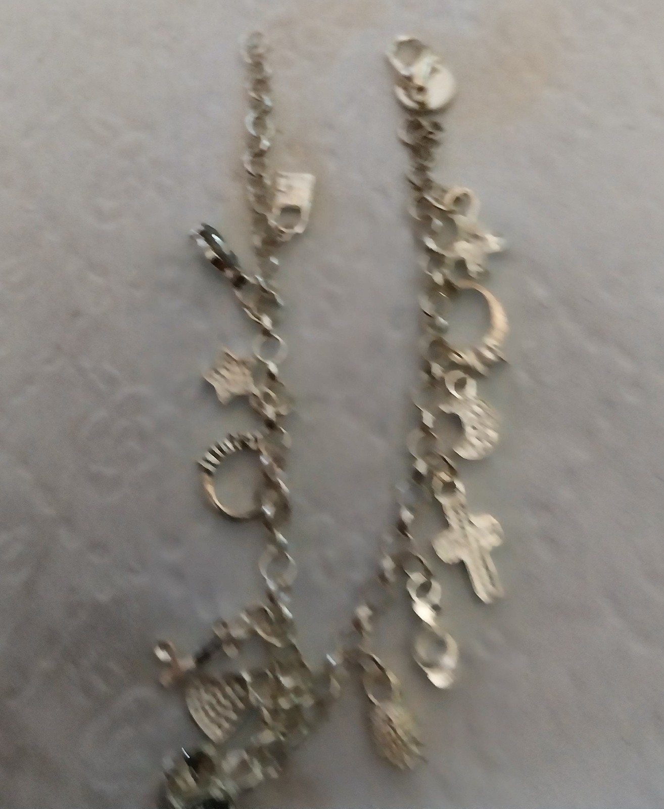 Plata 925 Silver Tone Cable Chain Dangle Charm Bracelet, Lobster Clasp, Metal