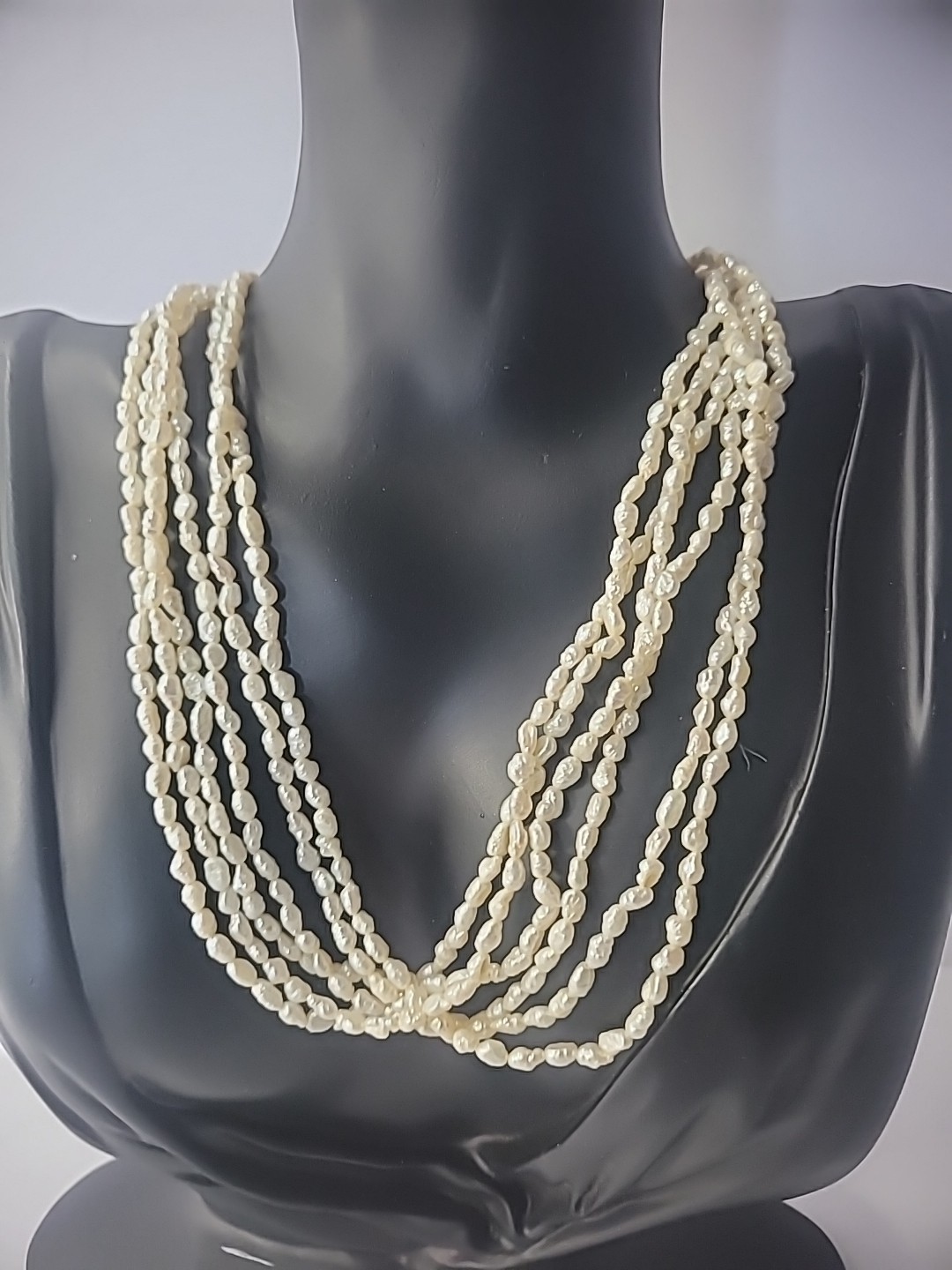 Vintage I Monili Etruschi Freshwater Pearls Multi Strand White Gold Tone Clasp