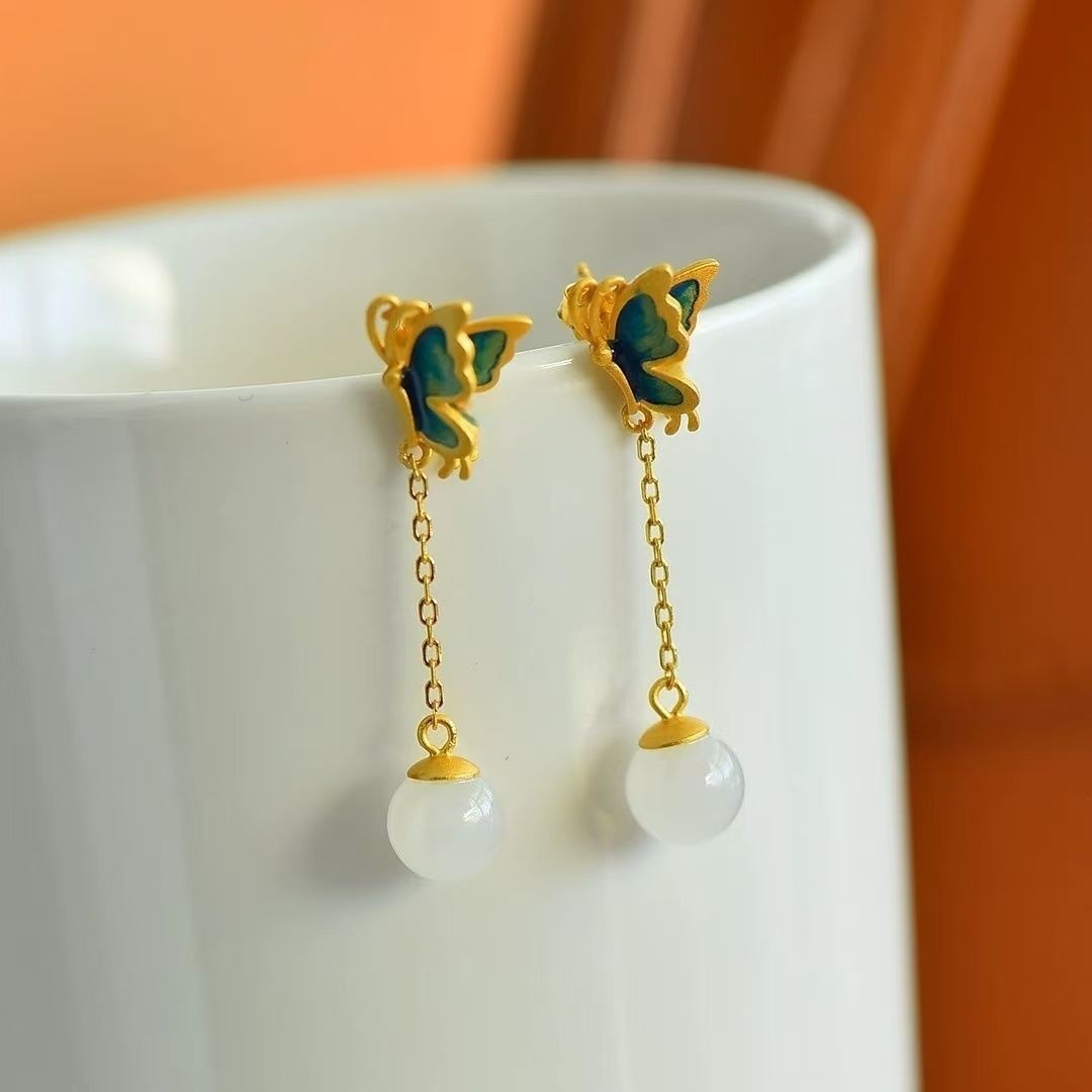 New Butterfly Earrings Tassel Drop Earrings Palace Qipao