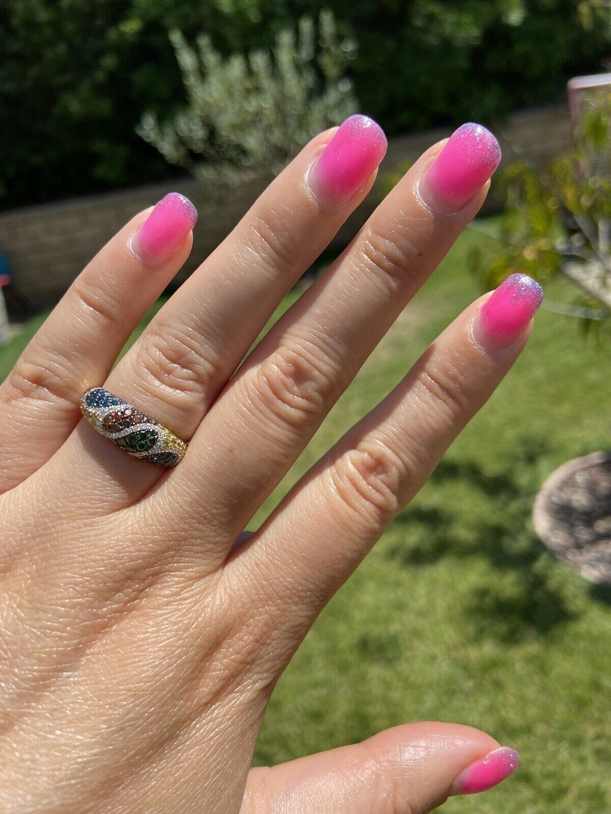 2Ct Round Cut Simulated Multi Colours Cocktail Ring 14k White Gold Plated Silver
