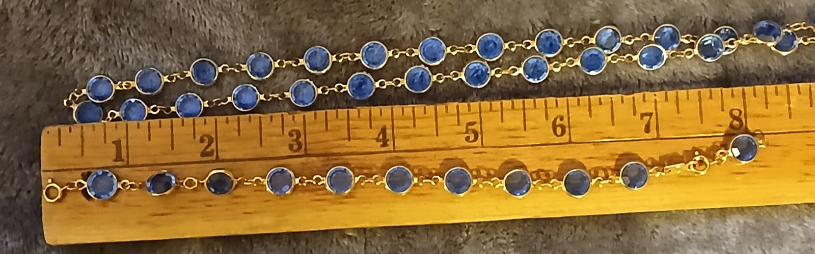 Swarovski Crystal – 2 Open Bezel Necklaces & 1 Bracelet – Blue/Red Gold Tone