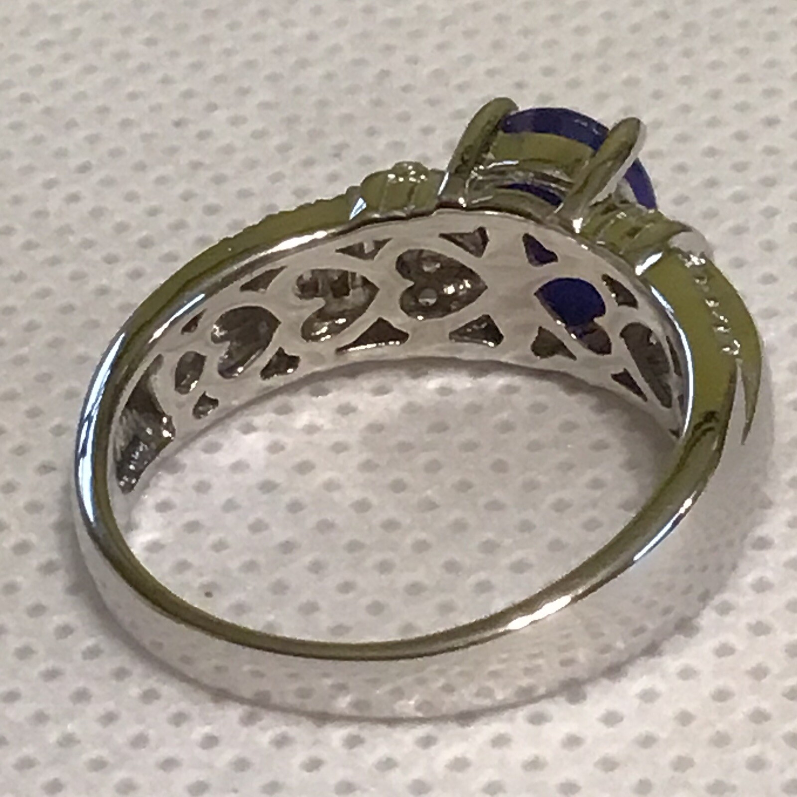 Genuine Tanzanian Blue Spinel & Natural White Zircon Ring (Sz8) TGW 1.75cts