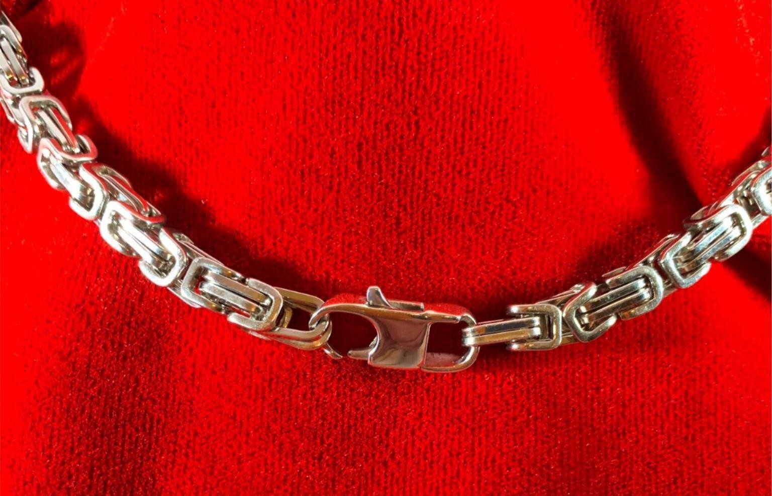 7″-44″ STAINLESS STEEL SILVER 6MM BYZANTINE TURKISH BOX CHAIN W/ SPECIAL CLASP