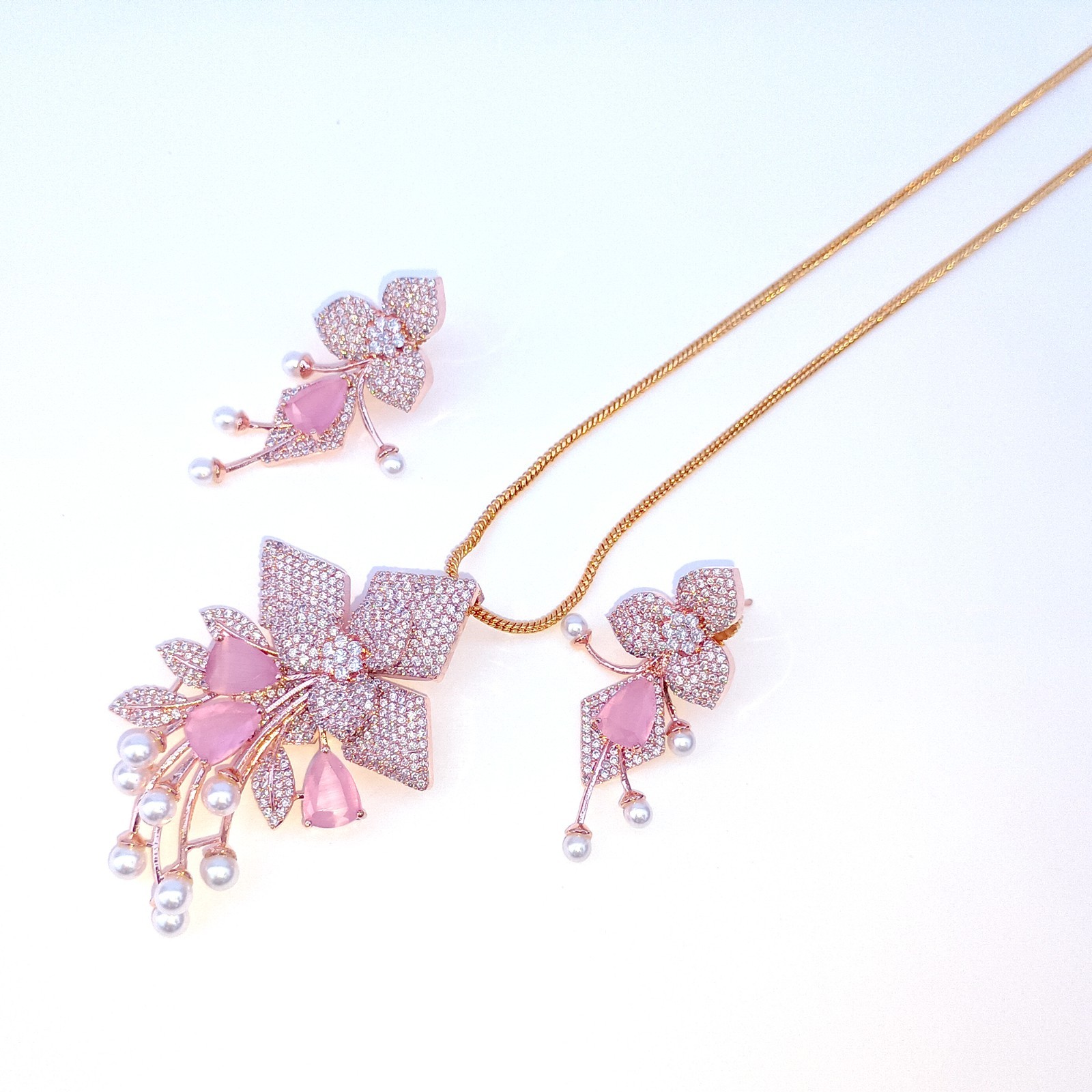 Multi Stone & Cubic Zirconia Pendant -Stud, Wedding Gift, South Indian Jewelry