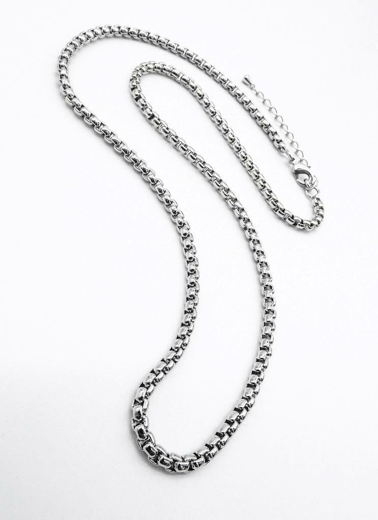 CLASSIC Silver Cable Box 2.5mm Width 18 + 2.5″ Extender Chain Necklace