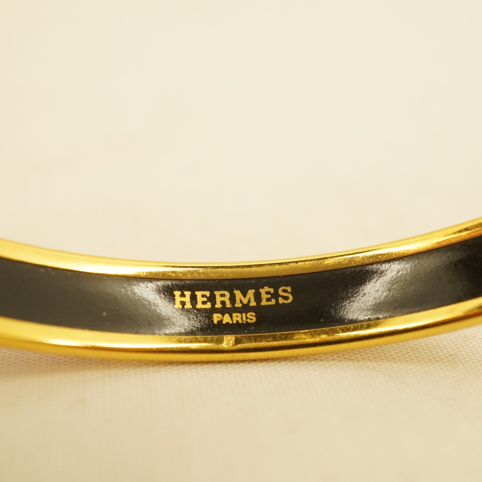 Hermes “Emaille” Gold Plated Enamel Bangle Bracelet in OG Box Size 70mm