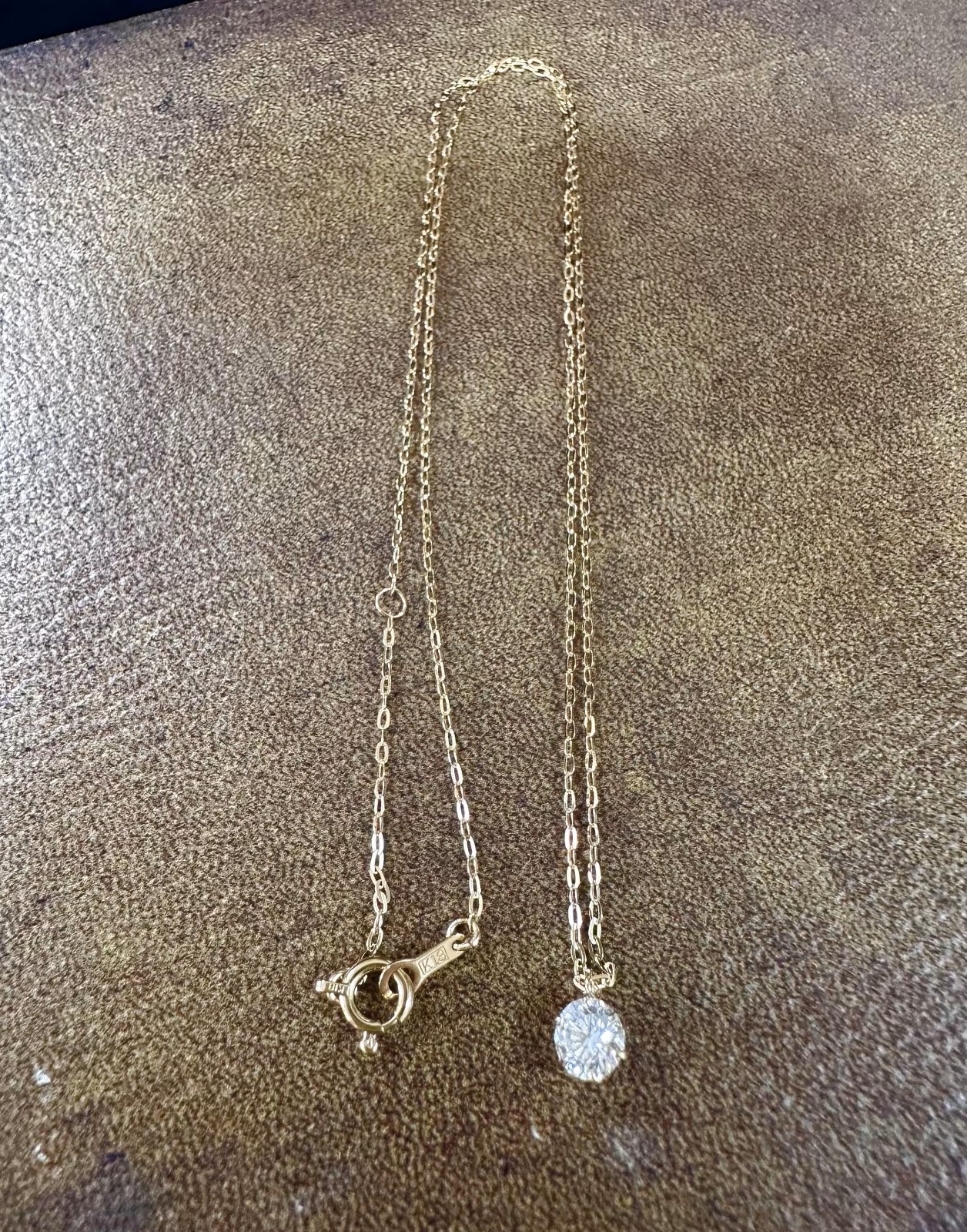 K18 Natural Diamond Necklace 0.44ct Azuki chain 40cm　Comes with a GIA certifica