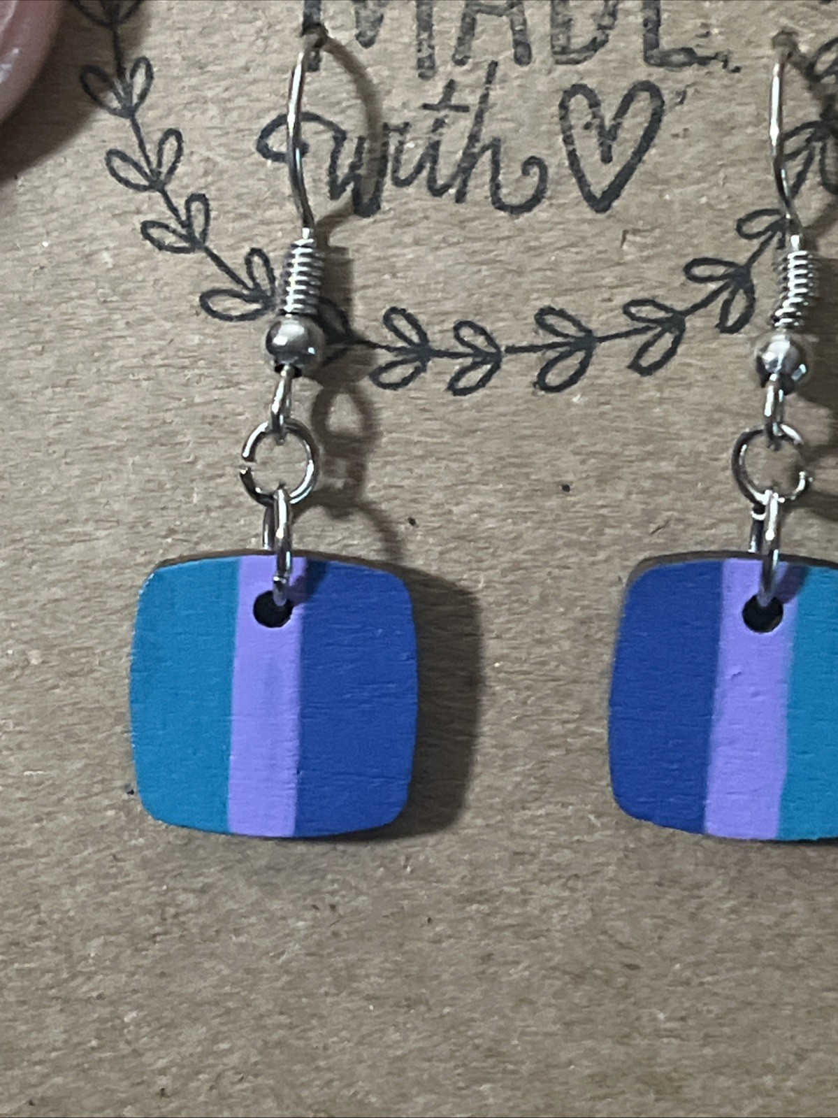 Small Earrings With Blue, Teal, And Purple