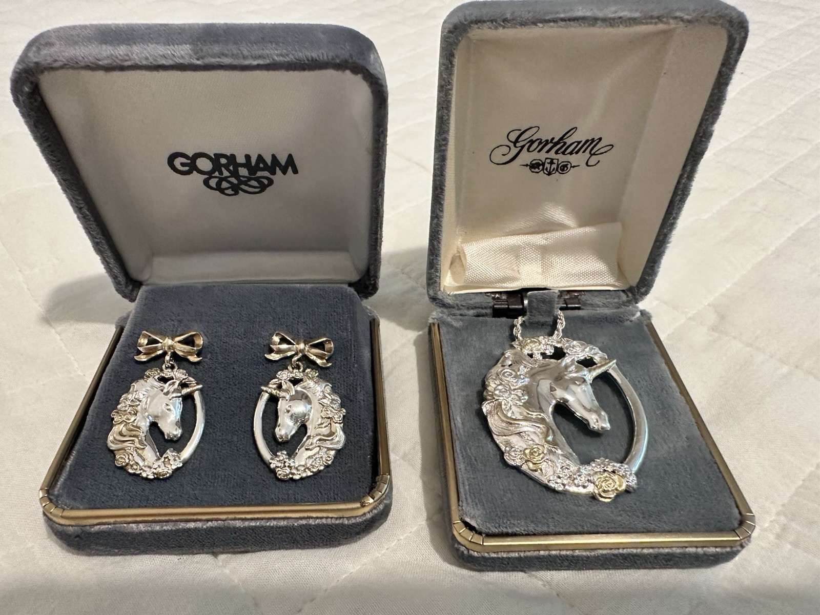 Vintage Gorham Sterling Silver Unicorn Necklace 925 Italy Chain Box