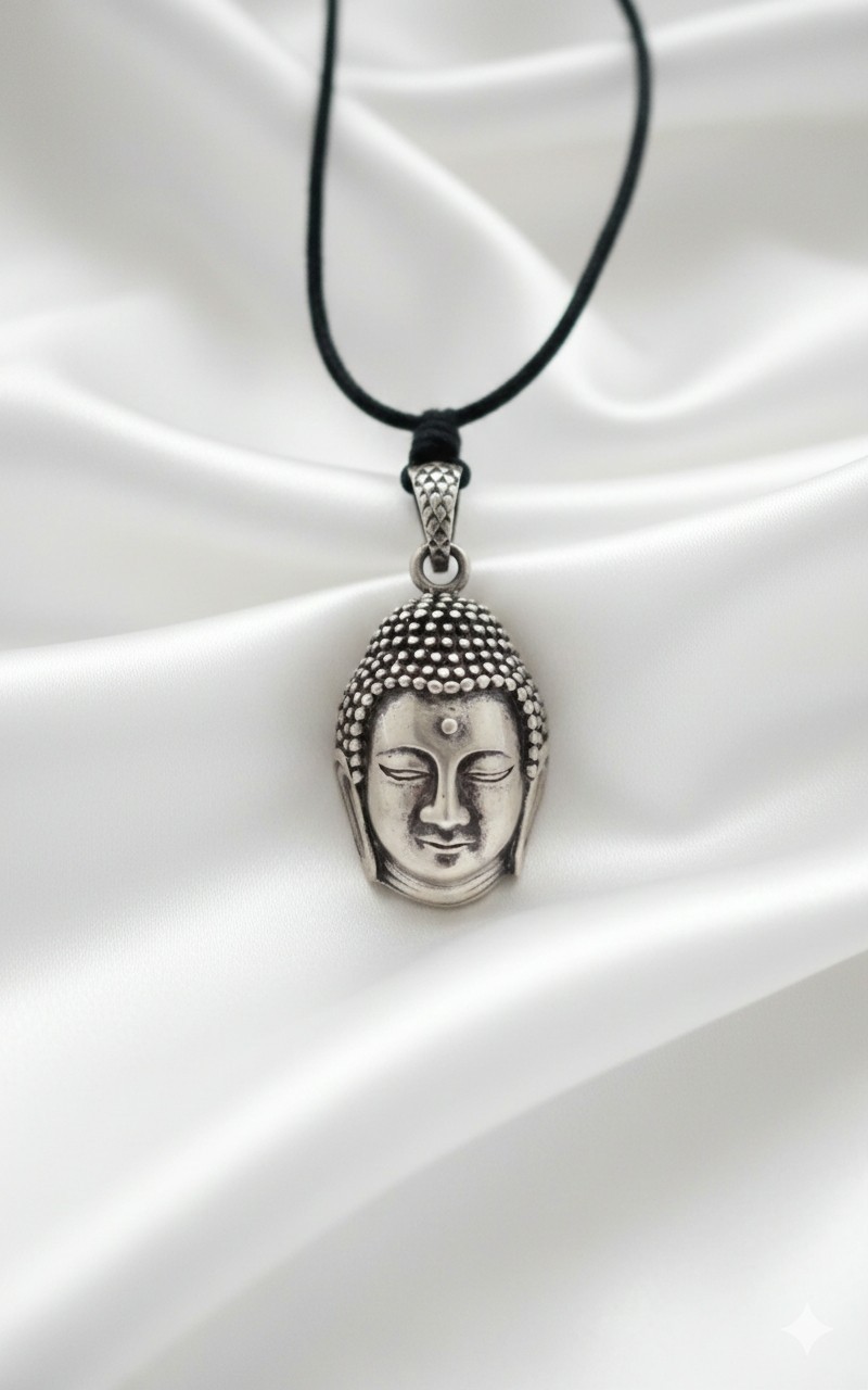 New Buddha Head 92.5 Sterling Silver Gold Brass Charm Necklace Pendant Jewelry
