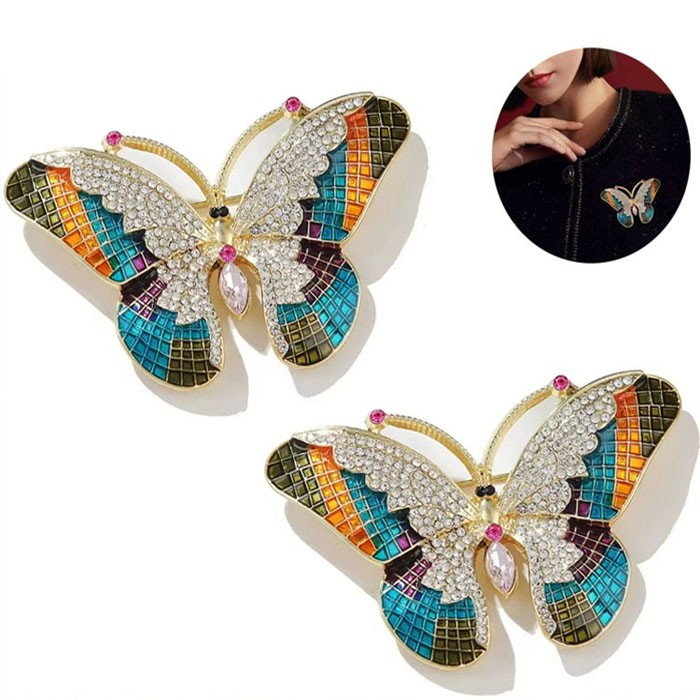 Fashion Luxury Colorful Rhinestone Butterfly Brooches For Women Insect Brooch