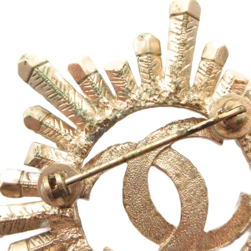 CHANEL brooch pin here mark bijou A17K silver color gold color /FF
