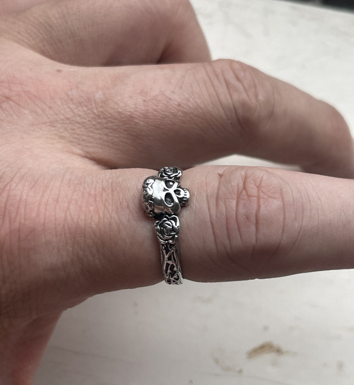 skull Viking Odin Thumb Ring sterling silver 925 biker man totem ethnic Valknut
